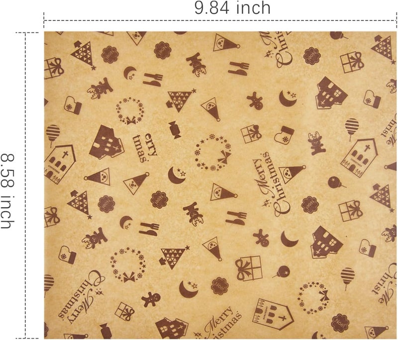 Ocmoiy 100 Sheets Christmas Wax Paper 8.6" x 9.8" Sandwich Wrapping Paper, Colored Decorative Deli Parchment Food Basket Liners for Wrapping Holiday Treats, Candy, Cookies (Coffee Xmas) - Image 2